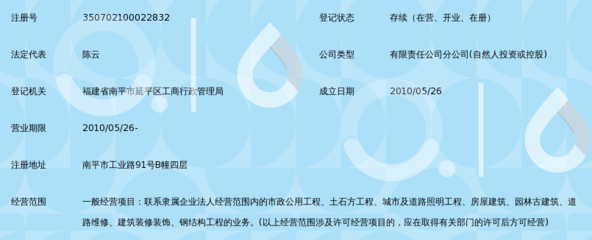 福建三明市政工程有限公司南平分公司